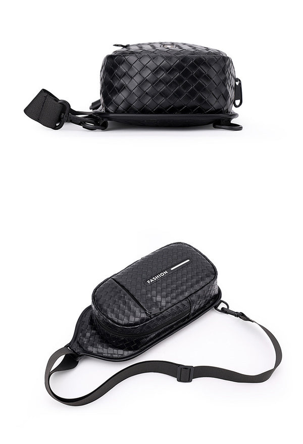 JVCV® Men's Woven-Texture Sling Bag - Lightweight Crossbody Shoulder Chest Bag with Adjustable Strap - Perfect for Travel, Gym & Daily Commute