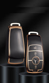 JVCV® Gold Border TPU Key Cover – Compatible with Mercedes-Benz E-Series Smart Key