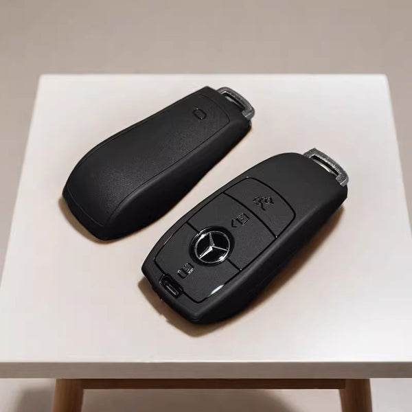 JVCV® Soft TPU Key Cover – Matte Black Pattern – Compatible with Benz E Series Smart Key
