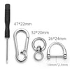 2 Pack Metal Keychain Car Key clip Quick-Release Horseshoe Shape D-Ring Key Fob Holder with Round Carabiner Keychain