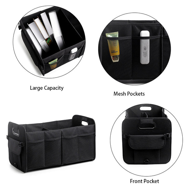JVCV® XL Car Trunk Boot Organizer Collapsible Multi-Compartment Car Storage Waterproof 600D Oxford Polyester Reinforced Handles suitable for any Car Suv Sedan Minivan Anti Slip Bottom