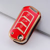 JVCV® Gold Border TPU Car Key Cover – Compatible with Mahindra XUV700, 3XO, Thar, Scorpio, Scorpio N & More – 3 Button Flip Key