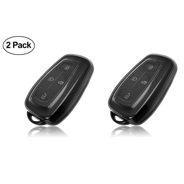 JVCV® 2 Pack Soft TPU Transparent Cover Compatible with TATA NEXON, Harrier, Tiago EV, ALTROZ, TIGOR BS6, Safari 2021 Safari Gold, Punch 4 Button Smart Key (Transparent Black)