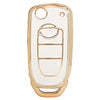 JVCV® Soft TPU Transparent Cover Compatible with Tata Tiago Tigor Punch Nexon Zest Bolt Safari Storme Flip Key (Transparent Gold)