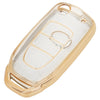 JVCV® Soft TPU Transparent Cover Compatible with Tata Tiago Tigor Punch Nexon Zest Bolt Safari Storme Flip Key (Transparent Gold)
