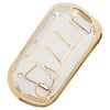 JVCV® Soft TPU Transparent Cover Compatible with Mahindra XUV 700, 3XO, Thar, Marazzo, Bolero, Scorpio, Scorpio N, XUV 300, TUV300 Plus and XUV 400 EV 3 Button flip Key (Transparent Gold)