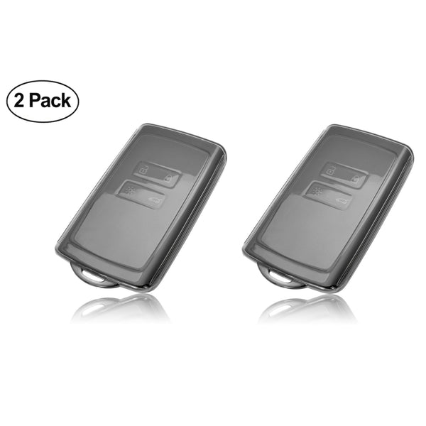 JVCV® 2 Pack Soft TPU Transparent Cover Compatible with Renault Kiger Triber Smart Key (Transparent Black)