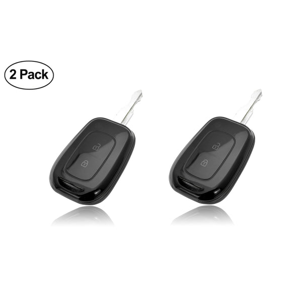 JVCV® 2 Pack Soft TPU Transparent Cover Compatible with Renault Kiger, Kwid, Duster 2016, Triber 2 Button Remote Key (Transparent Black)