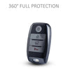 JVCV® Soft TPU Transparent Cover Compatible with Kia Seltos Sonet Carens 3 and 4 Button Smart Key (Transparent Black)