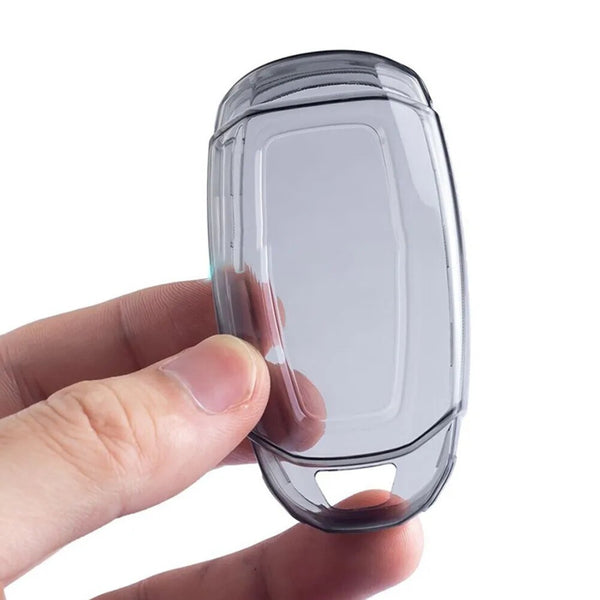 JVCV® Soft TPU Transparent Cover Compatible with Hyundai Verna Push Button Start Car Key (Transparent Black)