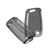 JVCV® 2 Pack Soft TPU Transparent Cover Compatible with Skoda Kushaq Taigun Tiguan Virtus Octavia Kodiaq Superb Folding Key (Transparent Black)