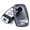 JVCV® Soft TPU Transparent Cover Compatible with Kia Seltos Sonet Carens 3 and 4 Button Smart Key (Transparent Black)