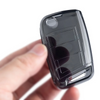 JVCV® Soft TPU Key Cover Combo (Matte Black + Transparent Black) – Compatible with Skoda Kushaq, Taigun, Tiguan, Virtus, Octavia, Kodiaq & Superb – Folding Key