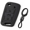 JVCV® Soft TPU Key Cover with Premium Metal Keychain – Matte Black Pattern – Compatible with Skoda Kushaq, Taigun, Tiguan, Virtus, Octavia, Kodiaq & Superb – Folding Key