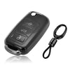JVCV® Soft TPU Transparent Cover with Keychain – Compatible with VW & Skoda Folding Keys (Transparent Black)