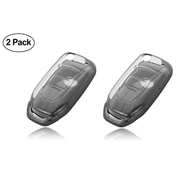 JVCV® 2 Pack Soft TPU Transparent Cover Compatible with Tata Tiago Tigor Punch Nexon Zest Bolt Safari Storme Flip Key (Transparent Black)
