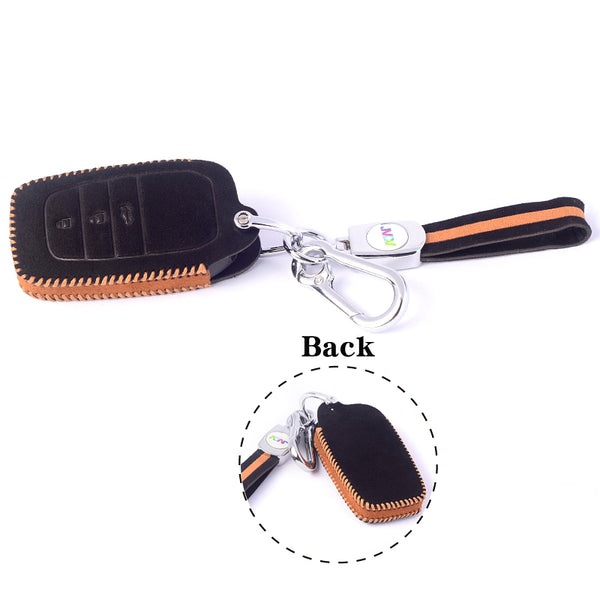 JVCV® Suede Leather Key Cover Compatible with Toyota Fortuner, Hilux, Innova Crysta, Fortuner Legender, Innova HyCross, Land Cruiser 2B/3B Smart Key