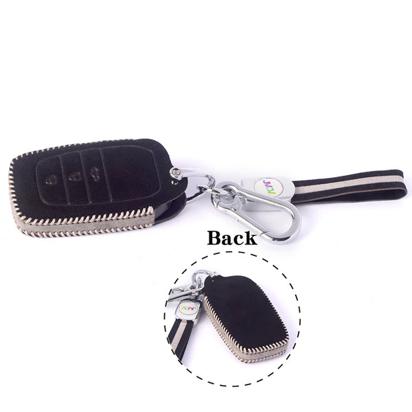 JVCV® Suede Leather Key Cover Compatible with Toyota Fortuner, Hilux, Innova Crysta, Fortuner Legender, Innova HyCross, Land Cruiser 2B/3B Smart Key