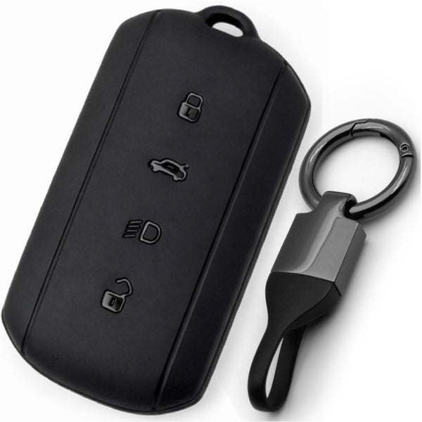 JVCV® Soft TPU Key Cover with Premium Metal Keychain – Matte Black Pattern – Compatible with Tata Sierra, Safari Petrol, Harrier Petrol, Curvv & Curvv EV Smart Key