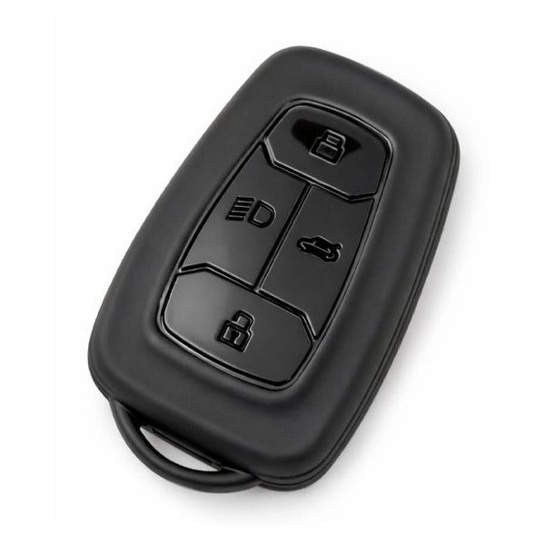 JVCV® Soft TPU Key Cover – Matte Black Pattern – Compatible with Tata Nexon EV, Harrier, Tiago EV, Altroz, Tigor, Safari & Punch – 4 Button Smart Key
