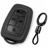 JVCV® Soft TPU Key Cover with Premium Metal Keychain – Matte Black Pattern – Compatible with Tata Nexon EV, Harrier, Tiago EV, Altroz, Tigor, Safari & Punch – 4 Button Smart Key