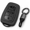 JVCV® Soft TPU Key Cover with Premium Metal Keychain – Matte Black Pattern – Compatible with Tata Nexon EV, Harrier, Tiago EV, Altroz, Tigor, Safari & Punch – 4 Button Smart Key