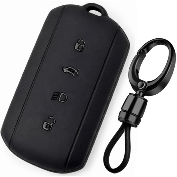 JVCV® Soft TPU Key Cover with Premium Metal Keychain – Matte Black Pattern – Compatible with Tata Sierra, Safari Petrol, Harrier Petrol, Curvv & Curvv EV Smart Key