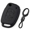 JVCV® Soft TPU Key Cover with Premium Metal Keychain – Matte Black Pattern – Compatible with Hyundai Creta, Venue, Aura, Elite i20, Grand i10 Nios & Xcent – 3 Button Flip Key