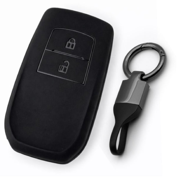 JVCV® Soft TPU Key Cover – Matte Black Pattern – Compatible with Toyota Fortuner, Hilux, Innova Crysta, Fortuner Legender, Innova HyCross & Land Cruiser – 2 Button Smart Key