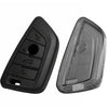JVCV® Soft TPU Key Cover – Combo Pack (Matte Black + Transparent Black) – Compatible with BMW X1, X3, X5, X6, 5 Series, 6 Series & 7 Series – 4 Button Blade Smart Key