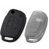 JVCV® Soft TPU Key Cover Combo (Matte Black + Transparent Black) – Compatible with Hyundai Creta, Venue, Aura, Elite i20, Grand i10 Nios & Xcent – 3 Button Flip Key