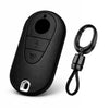 JVCV® Soft TPU Key Cover with Premium Metal Keychain – Matte Black Pattern – Compatible with Mercedes-Benz S-Class, G-Class & E-Class (2022 Onwards) – 3 Button Smart Key