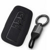 JVCV® Soft TPU Key Cover with Premium Metal Keychain – Matte Black Pattern – Compatible with Toyota Camry Smart Key