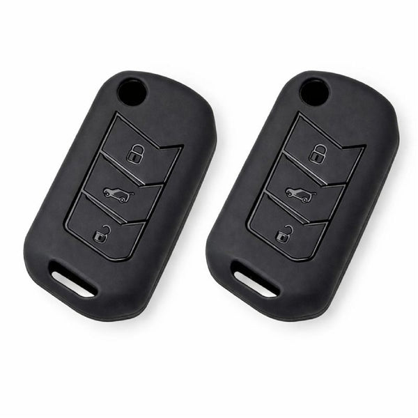 JVCV® Soft TPU Key Cover – Matte Black Pattern – Compatible with Mahindra XUV700, Thar, Bolero, Scorpio, Scorpio N, XUV300, TUV300 & XUV400 EV – 3 Button Flip Key