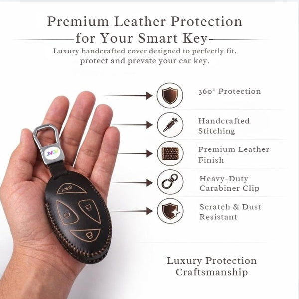 JVCV® Handmade Leather Car Key Cover – Compatible with Hyundai Venue N Line 2026 Smart Key – Premium Soft Leather Protective Case