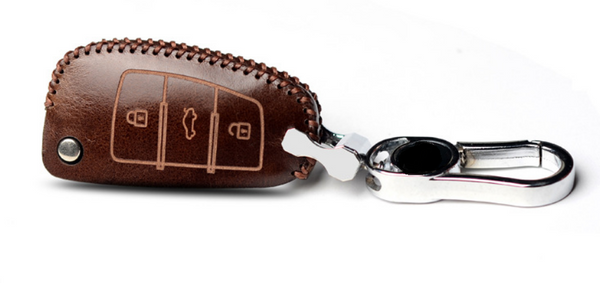 JVCV® Handmade Leather Car Key Cover – Compatible with Audi A1, A3, A6, Q2, Q3, Q7, TT, TTS, R8, S3, S6, RS3 – Folding Key