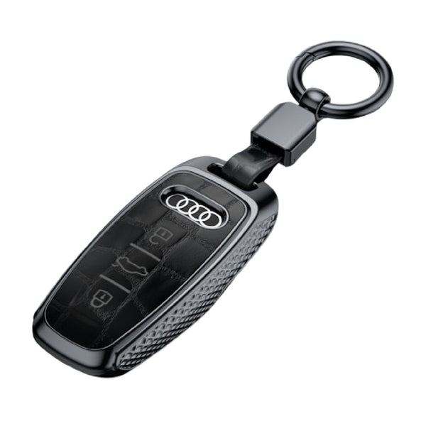 JVCV® Lightweight ABS Key Cover Compatible with Audi A6 A7 A8 E-Tron Q8 SQ8 A3 Q7 S3 S6 SQ7 RS6 S7 RS7 Smart Key – Stylish Crocodile Pattern Car Key Case with Keychain Ring