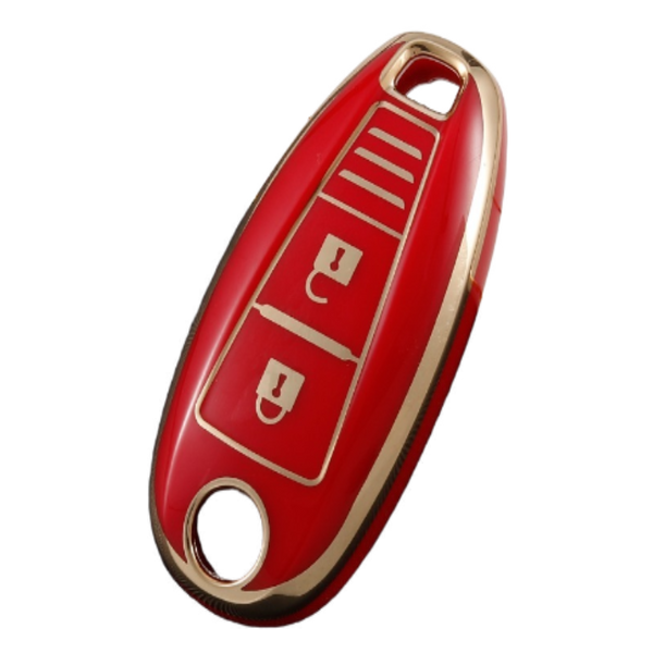 JVCV® Gold Border TPU Key Cover – Compatible with Maruti Suzuki Baleno, Ciaz, Vitara Brezza, S-Cross, Swift, Ignis & Toyota Urban Cruiser – 2 & 3 Button Smart Key