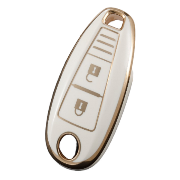 JVCV® Gold Border TPU Key Cover – Compatible with Maruti Suzuki Baleno, Ciaz, Vitara Brezza, S-Cross, Swift, Ignis & Toyota Urban Cruiser – 2 & 3 Button Smart Key