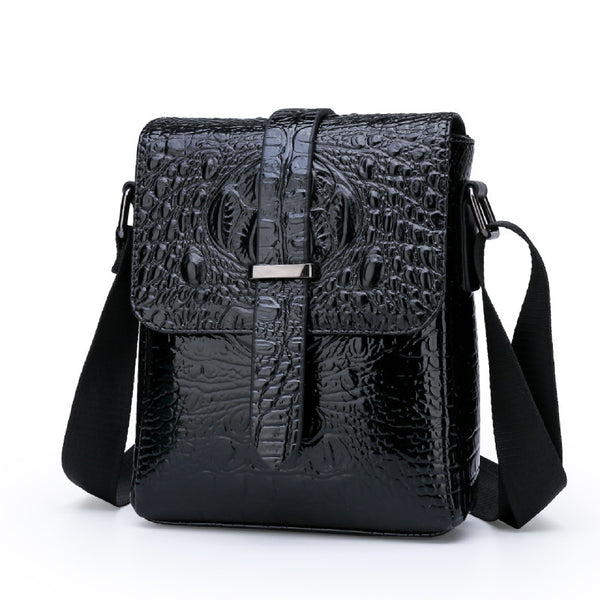 JVCV® Men's Luxury Crocodile Pattern Messenger Bag - Premium PU Leather Crossbody Shoulder Bag with Adjustable Strap - Elegant & Durable for Business, Travel & Daily Use