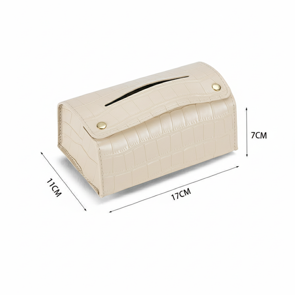 JVCV® Premium Car Leather Tissue Box Holder – Universal PU Leather Tissue Case for Car Back Seat, Home & Office – Elegant Croc-Pattern Design