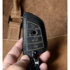 VCV® Soft Handmade Lychee Pattern Leather Key Cover Compatible with BMW Blade 3/4 Button Smart Key