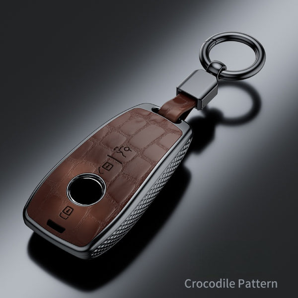 JVCV® Premium ABS Crocodile Pattern Key Cover with Keychain – Compatible with Mercedes-Benz E-Class W211/W213, AMG Smart Key