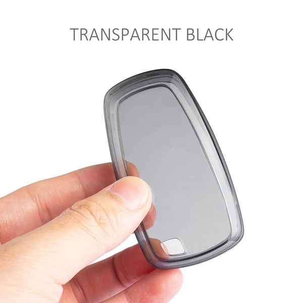 JVCV® Soft TPU Transparent Cover with keychain – Compatible with Ford Keys (Transparent Black)