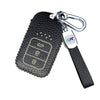 JVCV® Soft Handmade Lychee Pattern Leather Key Cover Compatible with Honda City Elevate Civic Jazz Amaze CR-V WR-V BR-V 3 Button Push Button Start Smart Key
