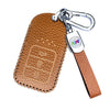 JVCV® Soft Handmade Lychee Pattern Leather Key Cover Compatible with Honda City Elevate Civic Jazz Amaze CR-V WR-V BR-V 3 Button Push Button Start Smart Key