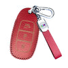 JVCV® Soft Handmade Lychee Pattern Leather Key Cover Compatible with Hyundai New Verna & New i20 3 Button Smart Key