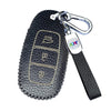 JVCV® Soft Handmade Lychee Pattern Leather Key Cover Compatible with Hyundai New Verna & New i20 3 Button Smart Key