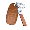 JVCV® Soft Handmade Lychee Pattern Leather Key Cover Compatible with Hyundai New Verna & New i20 3 Button Smart Key