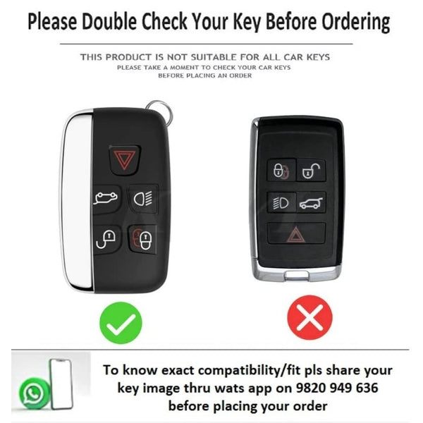 JVCV® Soft Handmade Lychee Pattern Leather Key Cover Compatible with Land Rover and Jaguar Smart Key